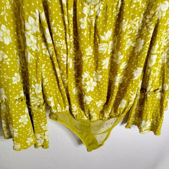Free People Intimately Bodysuit Yellow One On One Date Floral Sz M - Picture 4 of 8